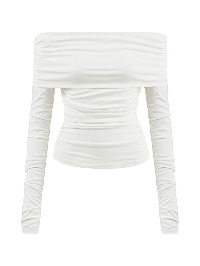 Nocturne Büzgü Detaylı Açık Omuzlu Bluz