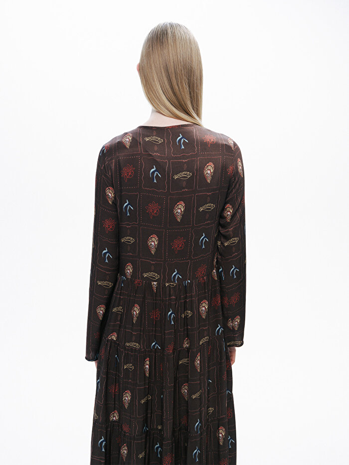 Nocturne Düğme ve İp Detaylı Maxi Elbise