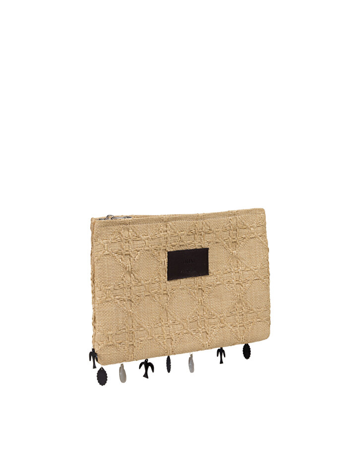 Nocturne Hasır Görünümlü Pouch Çanta