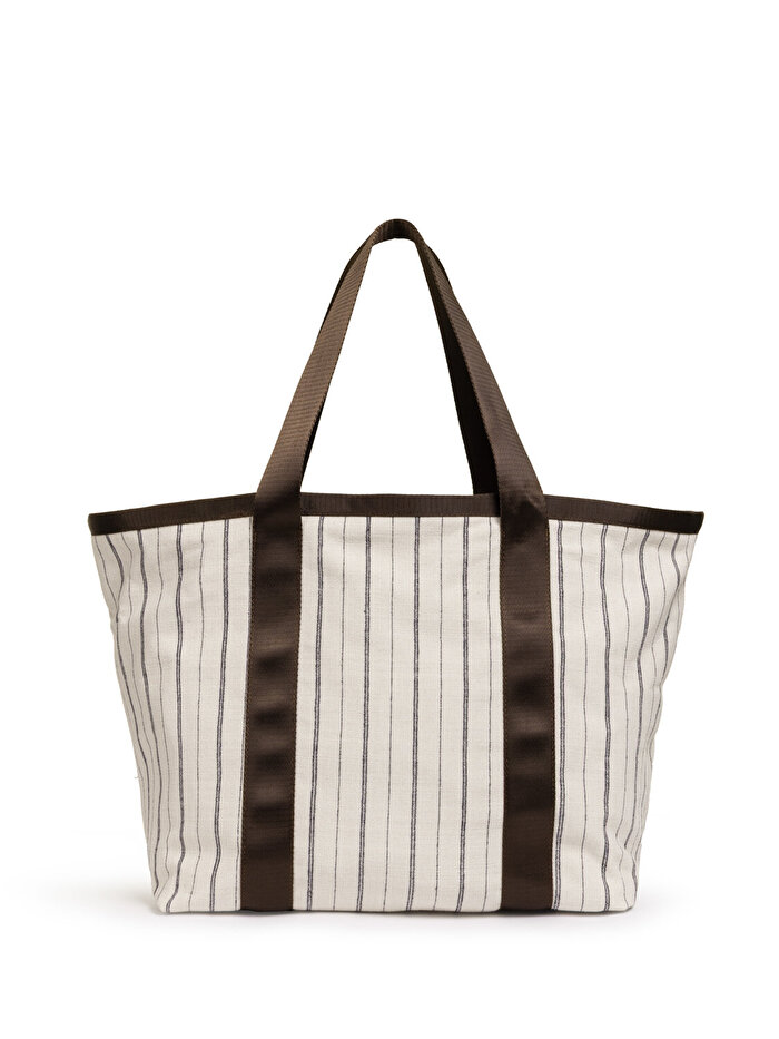 Nocturne Çizgili Tote Çanta