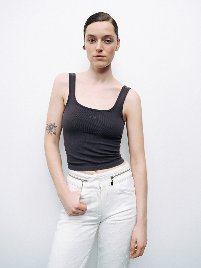 Nocturne Baskı Detaylı Crop Top