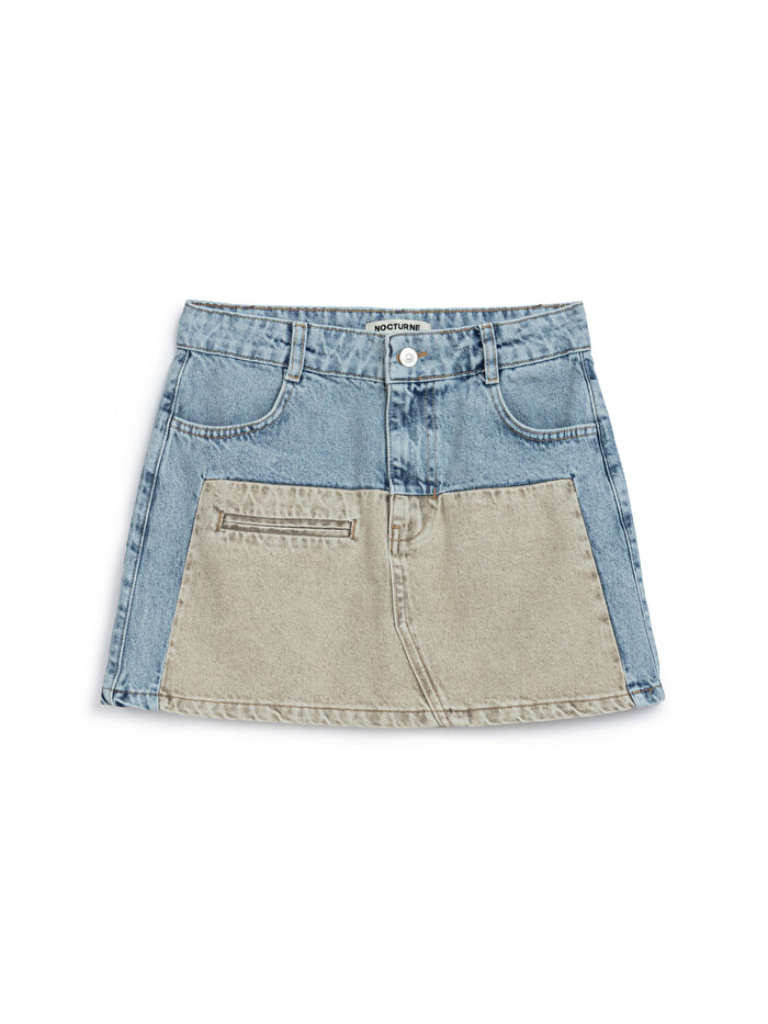 Nocturne Yıkama Efektli Mini Denim Etek