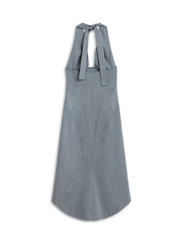 Nocturne Boyundan Bağlamalı Asimetrik Midi Elbise