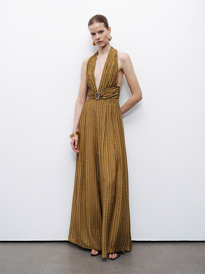 Nocturne Gold ve Taş Aksesuarlı Tulum