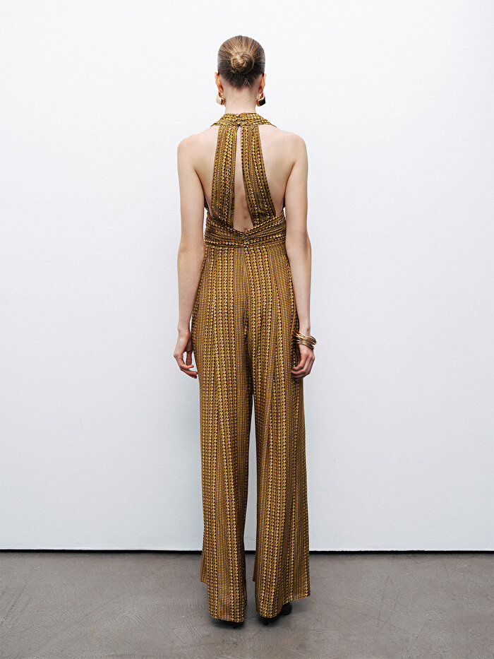 Nocturne Gold ve Taş Aksesuarlı Tulum