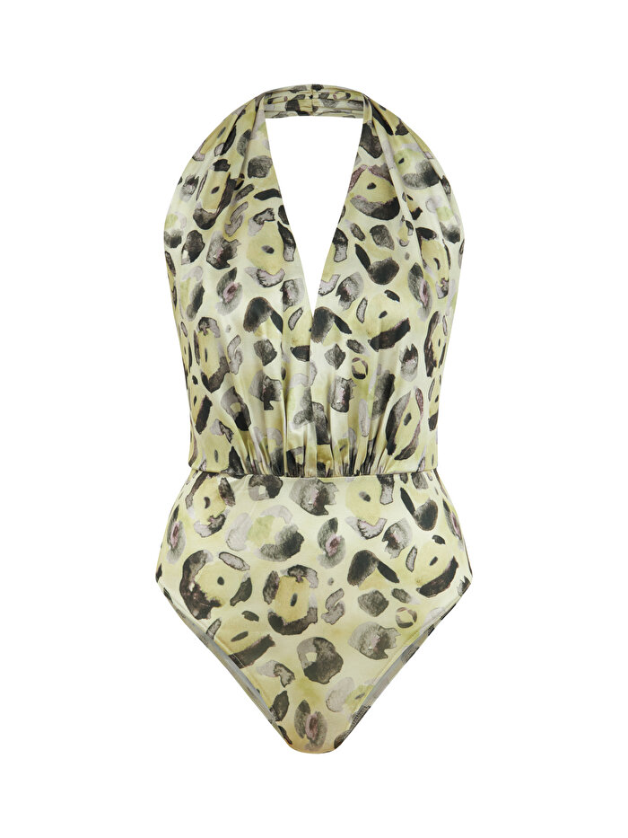 Nocturne Desenli Halter Yaka Body