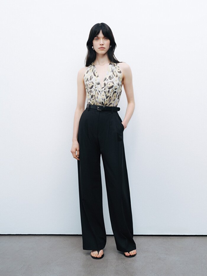 Nocturne Desenli Halter Yaka Body