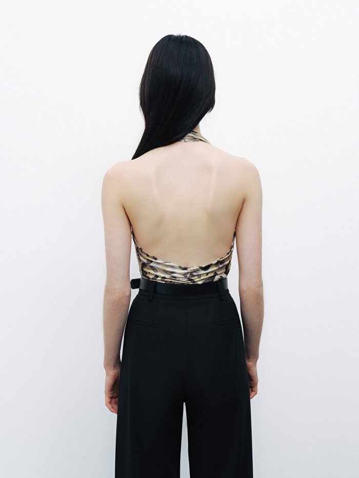 Nocturne Desenli Halter Yaka Body