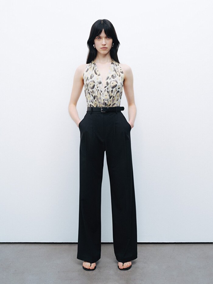 Nocturne Desenli Halter Yaka Body