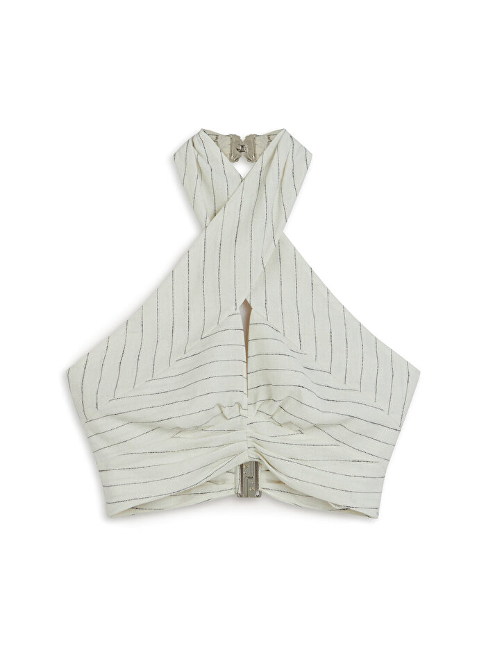 Nocturne Boyundan Bağlamalı Keten Bluz