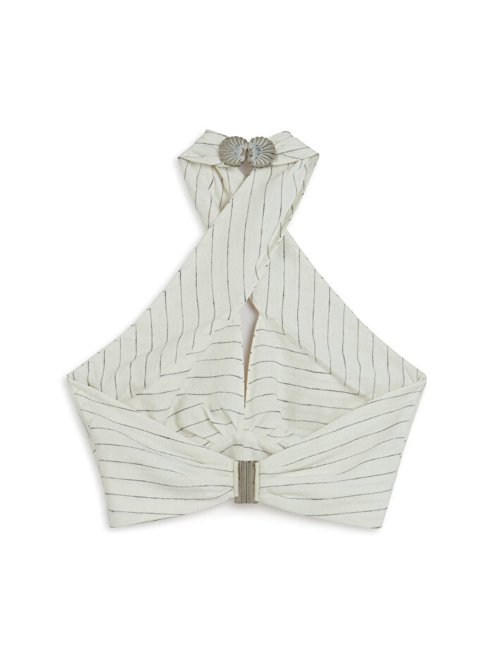 Nocturne Boyundan Bağlamalı Keten Bluz