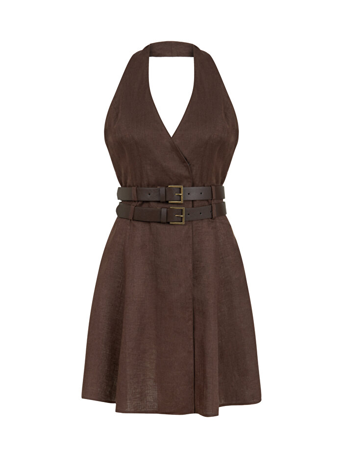 Nocturne Çift Kemer Detaylı Mini Elbise