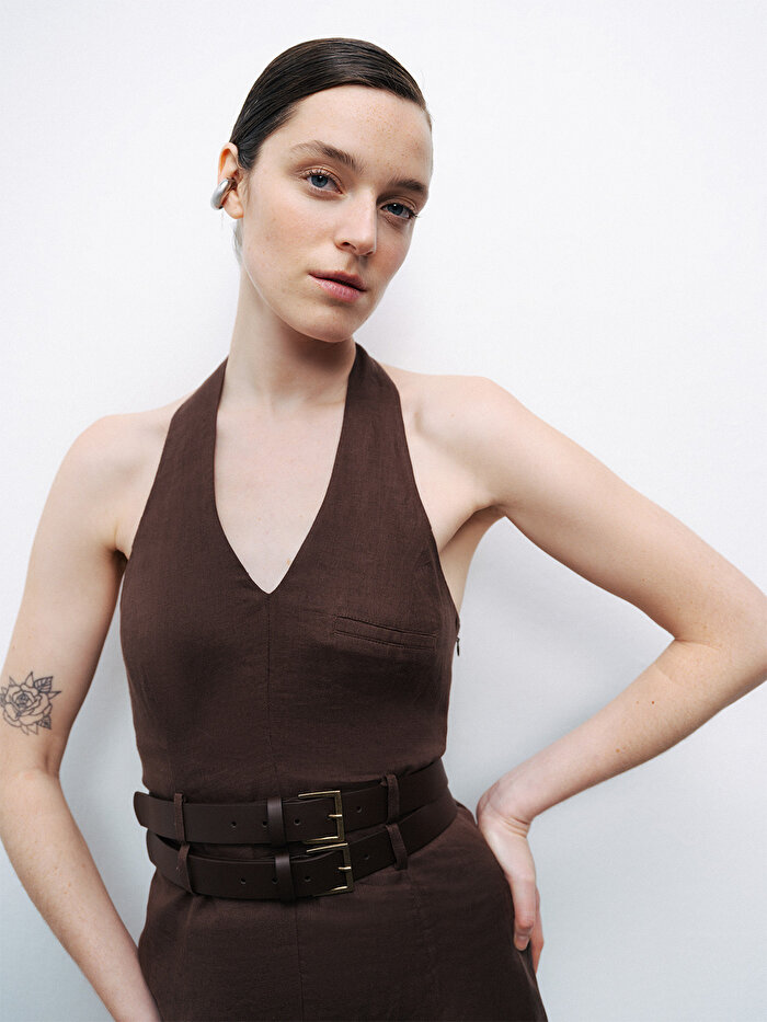 Nocturne Çift Kemer Detaylı Mini Elbise