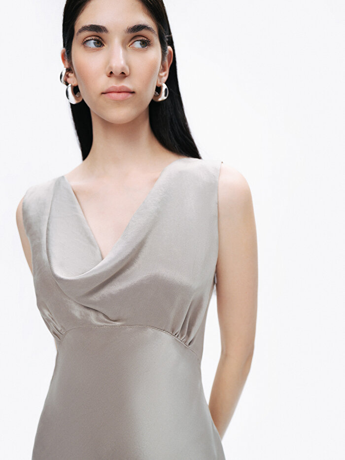 Nocturne Degaje Yaka Maxi Elbise