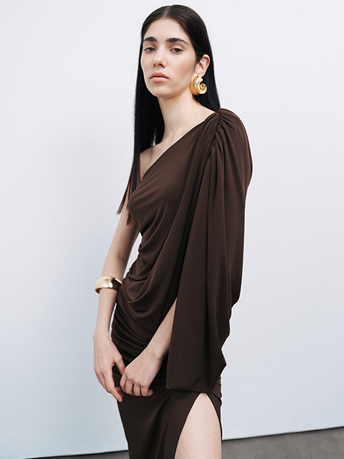 Nocturne Drape Detaylı Maxi Elbise