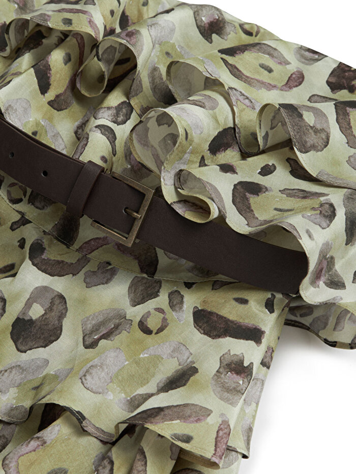 Nocturne Kemer Detaylı Fırfırlı Mini Elbise