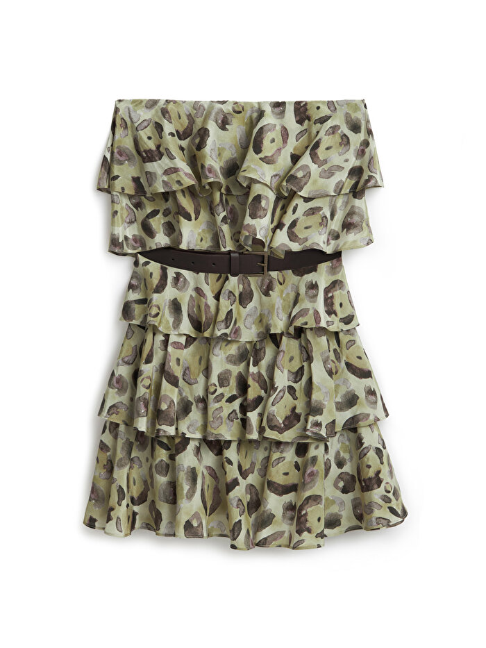 Nocturne Kemer Detaylı Fırfırlı Mini Elbise