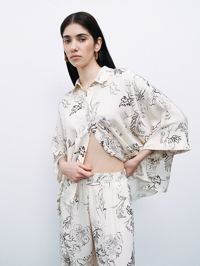 Nocturne Dökümlü Desenli Gömlek