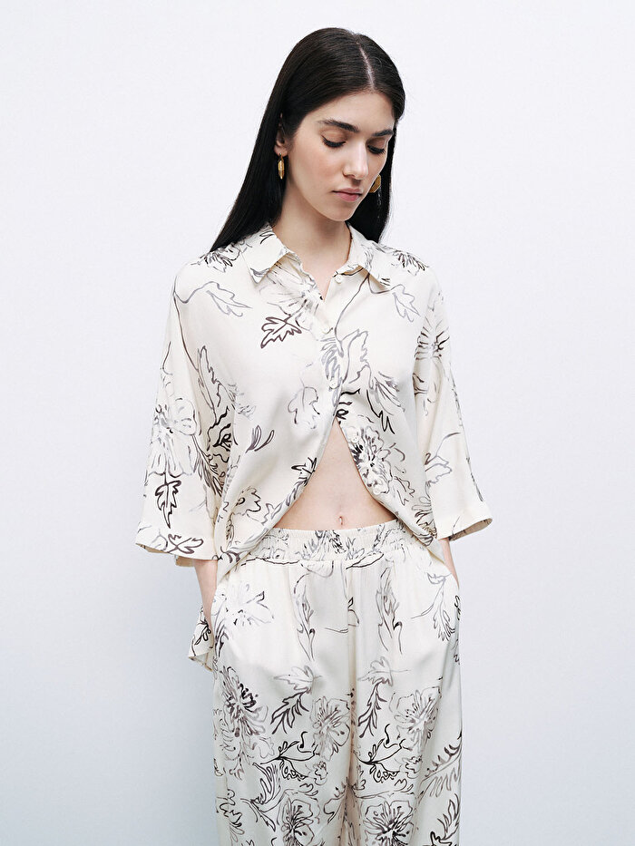 Nocturne Dökümlü Desenli Gömlek