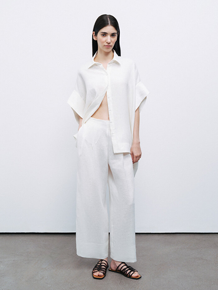 Nocturne Dökümlü Keten Gömlek