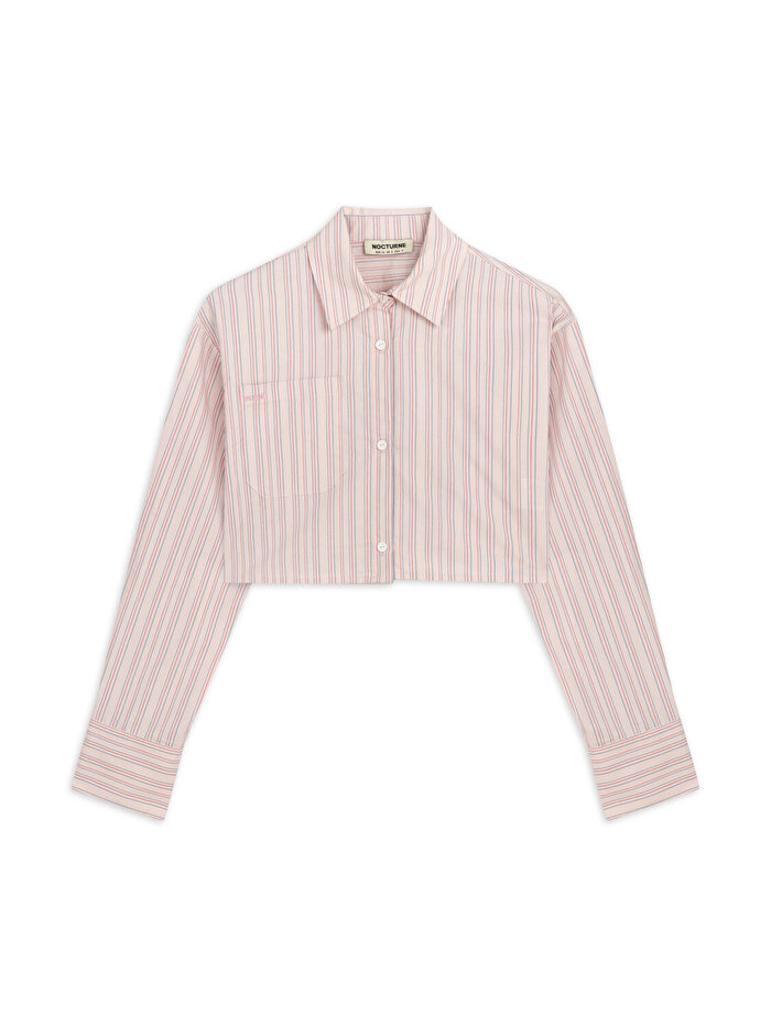 Nocturne Çizgili Crop Gömlek