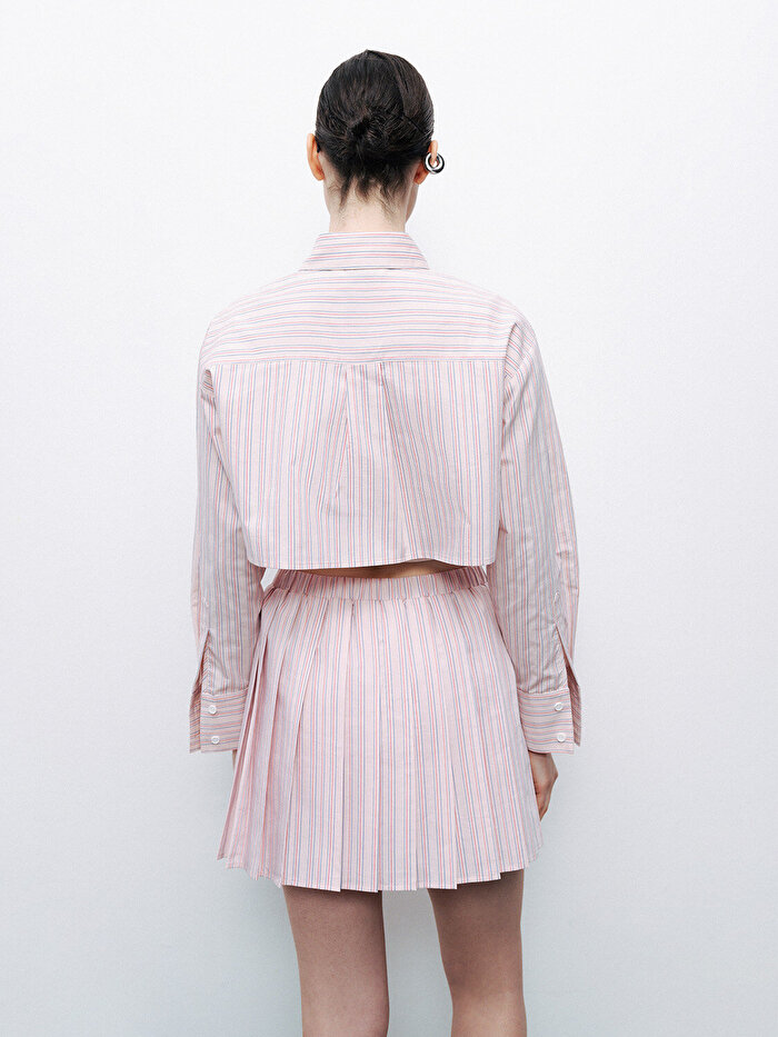 Nocturne Çizgili Crop Gömlek