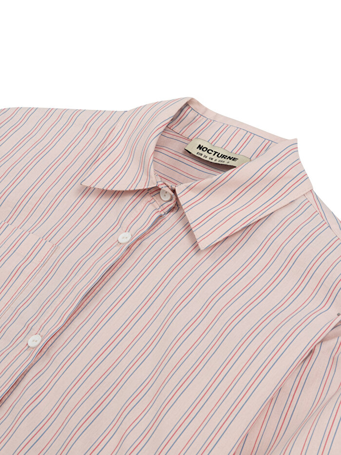 Nocturne Çizgili Crop Gömlek