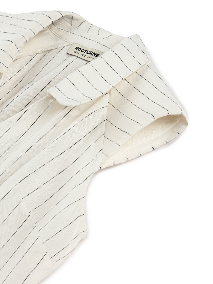 Nocturne Vatkalı Kolsuz Keten Gömlek