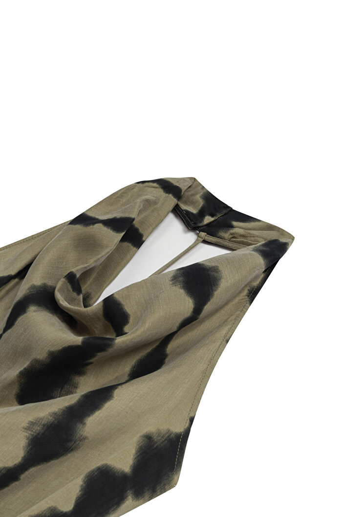 Nocturne Kemer Detaylı Desenli Maxi Elbise