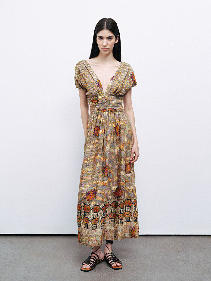 Nocturne Desenli Maxi Elbise