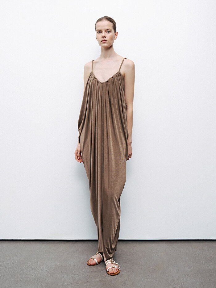 Nocturne Drape Detaylı Dökümlü Maxi Elbise