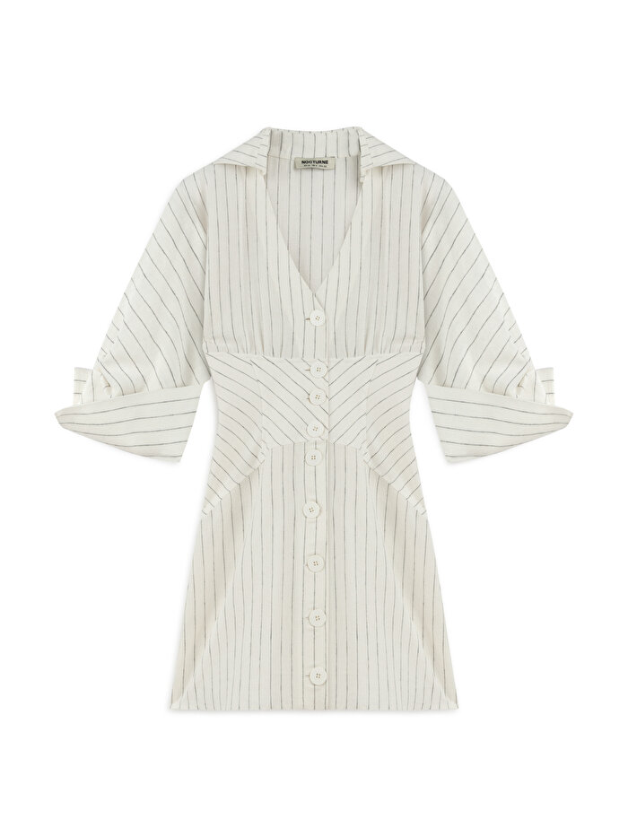 Nocturne Gömlek Görünümlü Keten Elbise