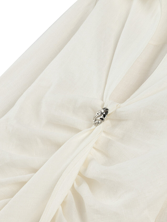 Nocturne Aksesuar Detaylı Keten Mini Elbise