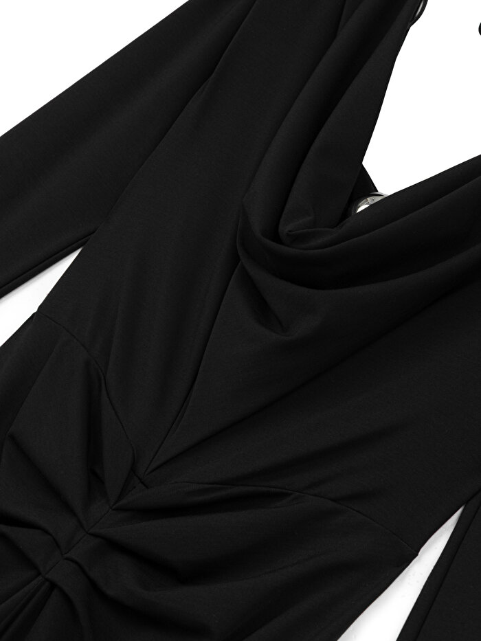 Nocturne Vatkalı Aksesuar Detaylı Maxi Elbise