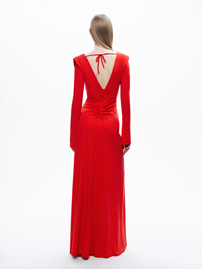 Nocturne Vatkalı Aksesuar Detaylı Maxi Elbise