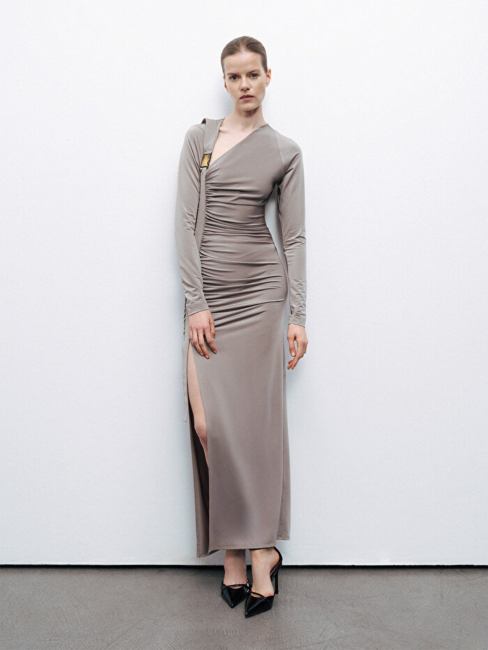 Nocturne Metal Tokalı Maxi Elbise