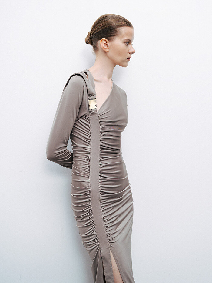 Nocturne Metal Tokalı Maxi Elbise