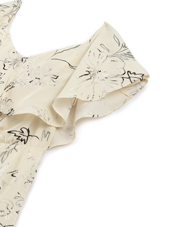 Nocturne Volanlı Desenli Maxi Elbise