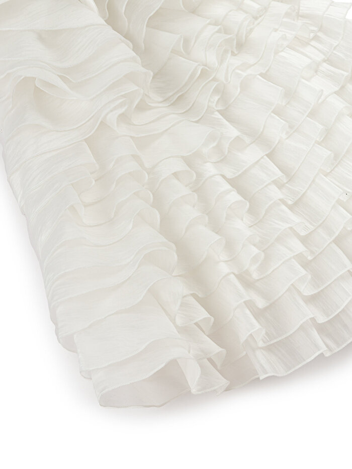 Nocturne Katlı Fırfır Detaylı Mini Elbise