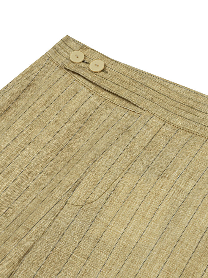 Nocturne Çizgili Keten Pantolon