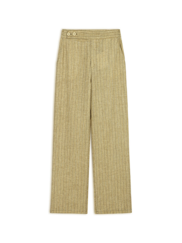 Nocturne Çizgili Keten Pantolon