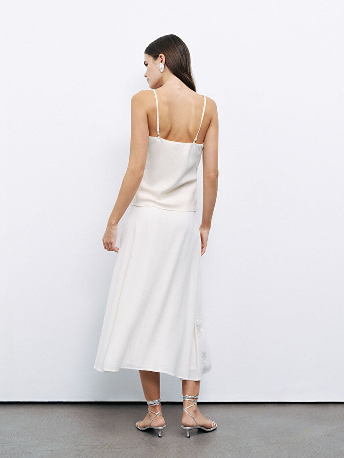 Nocturne Boncuk Brodeli Midi Etek