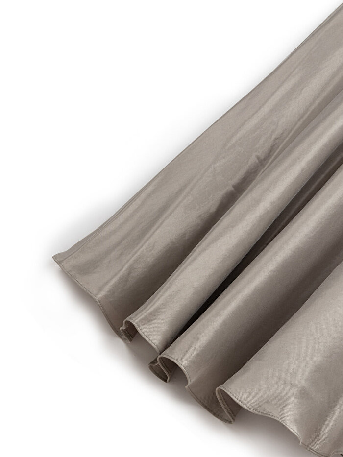 Nocturne Saten Görünümlü Midi Etek