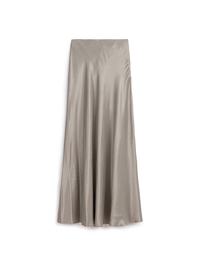 Nocturne Saten Görünümlü Midi Etek