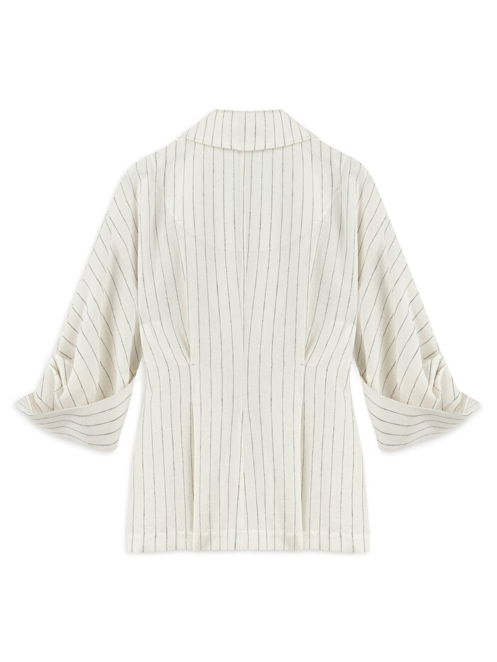 Nocturne Çizgili Keten Ceket