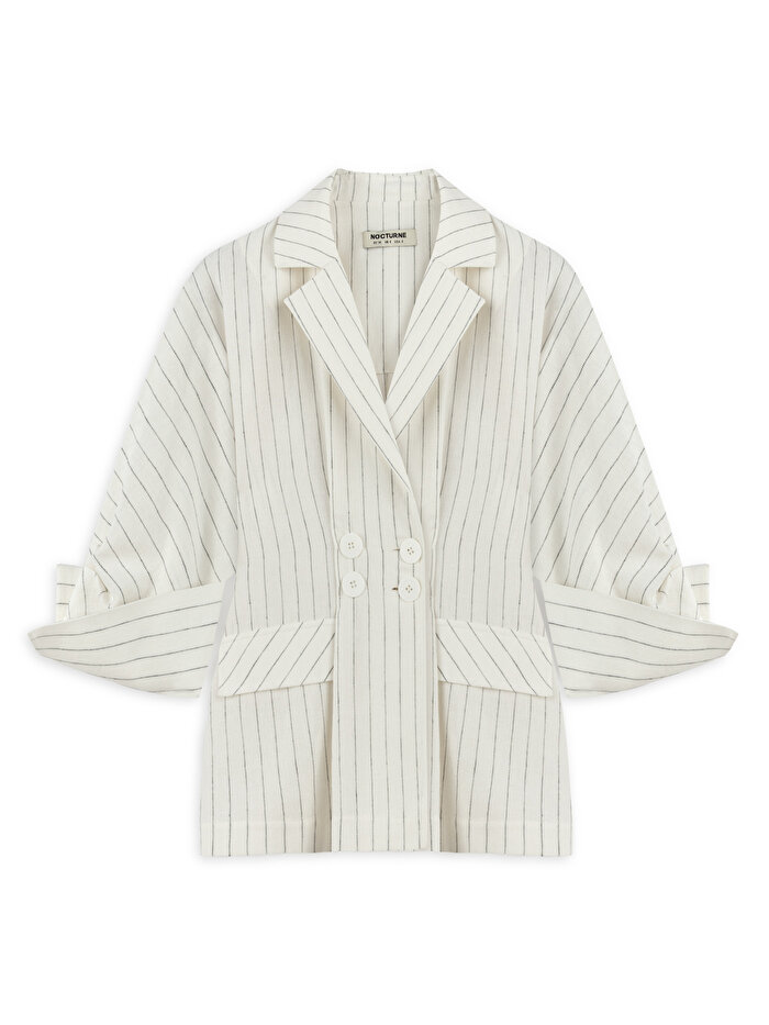 Nocturne Çizgili Keten Ceket