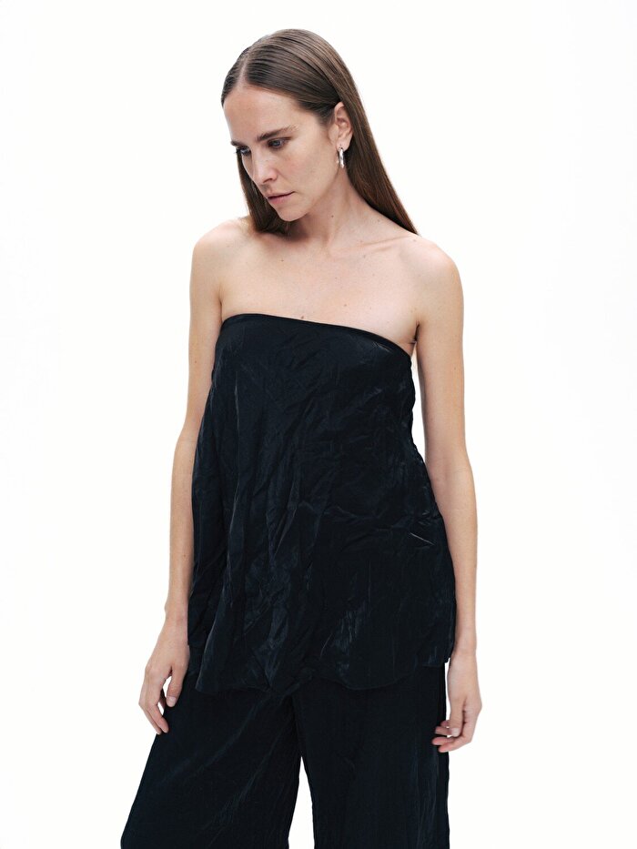 Nocturne Kırışık Görünümlü Straplez Bluz