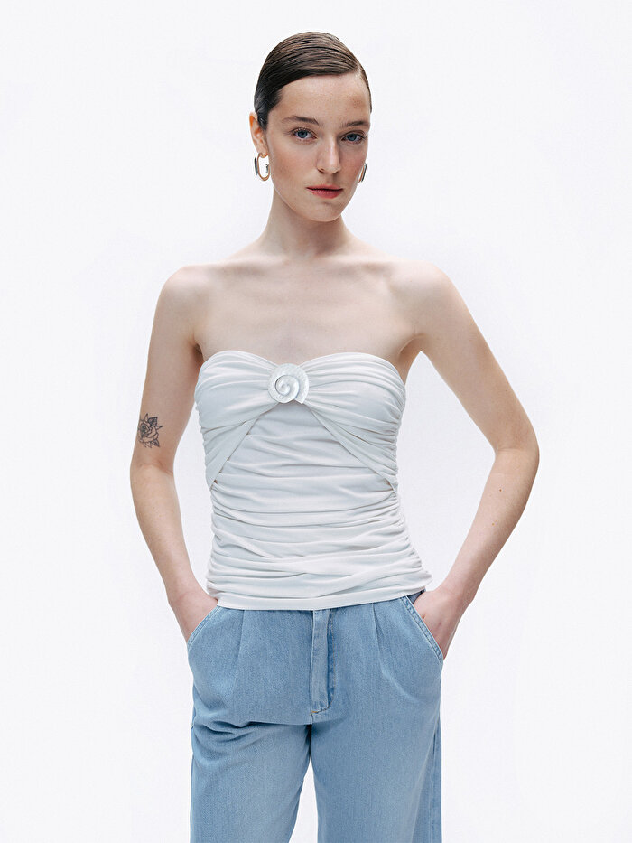 Nocturne İstiridye Aksesuarlı Bluz