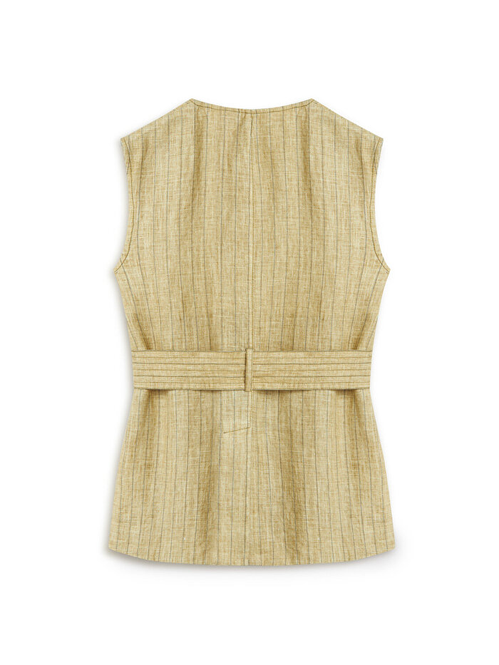 Nocturne Bağlama Detaylı Keten Yelek