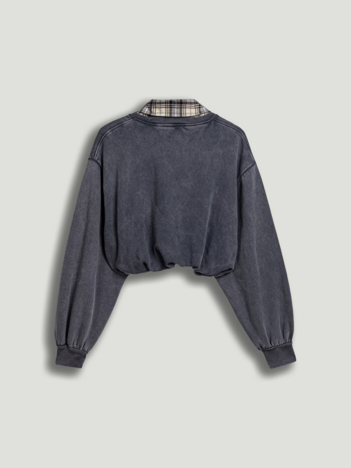 Nocturne Ekose Gömlek Detaylı Sweatshirt